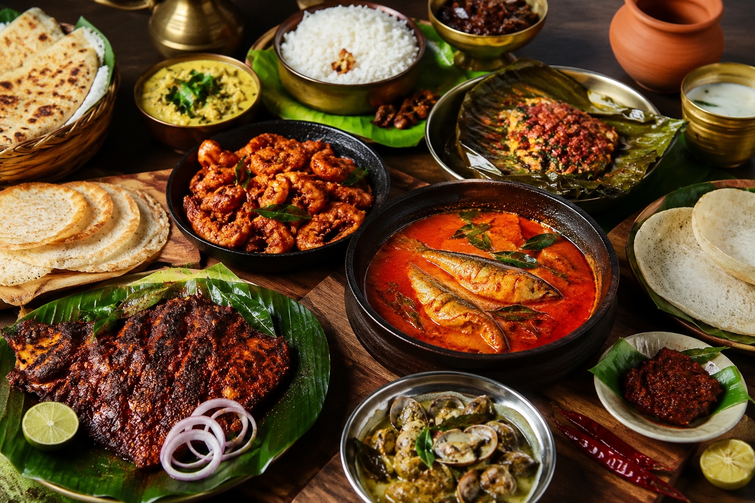 Mangalorean chicken ghee roast in a deep red masala